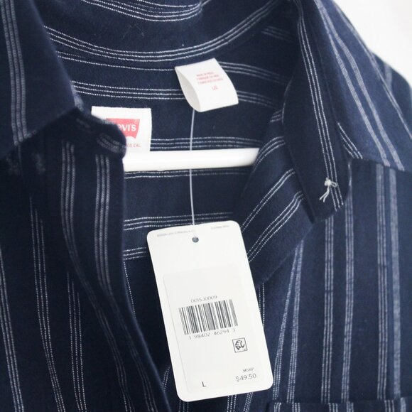 Levi's Blue Stripes Short Sleeve Button Down Shirt - Size Large - NEW NWT - Picture 3 of 4